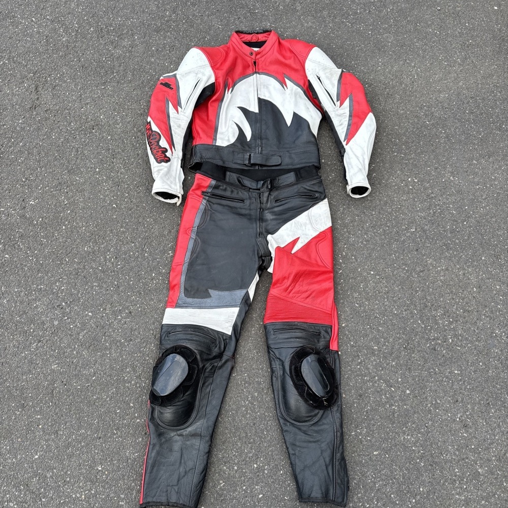 Vintage Joe Rocket Leather Jacket & Pants  Motorcycle SET Mens 46 Medium Red